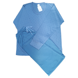 0367 Pijama Azul com Quadrados e Calça Azul 14